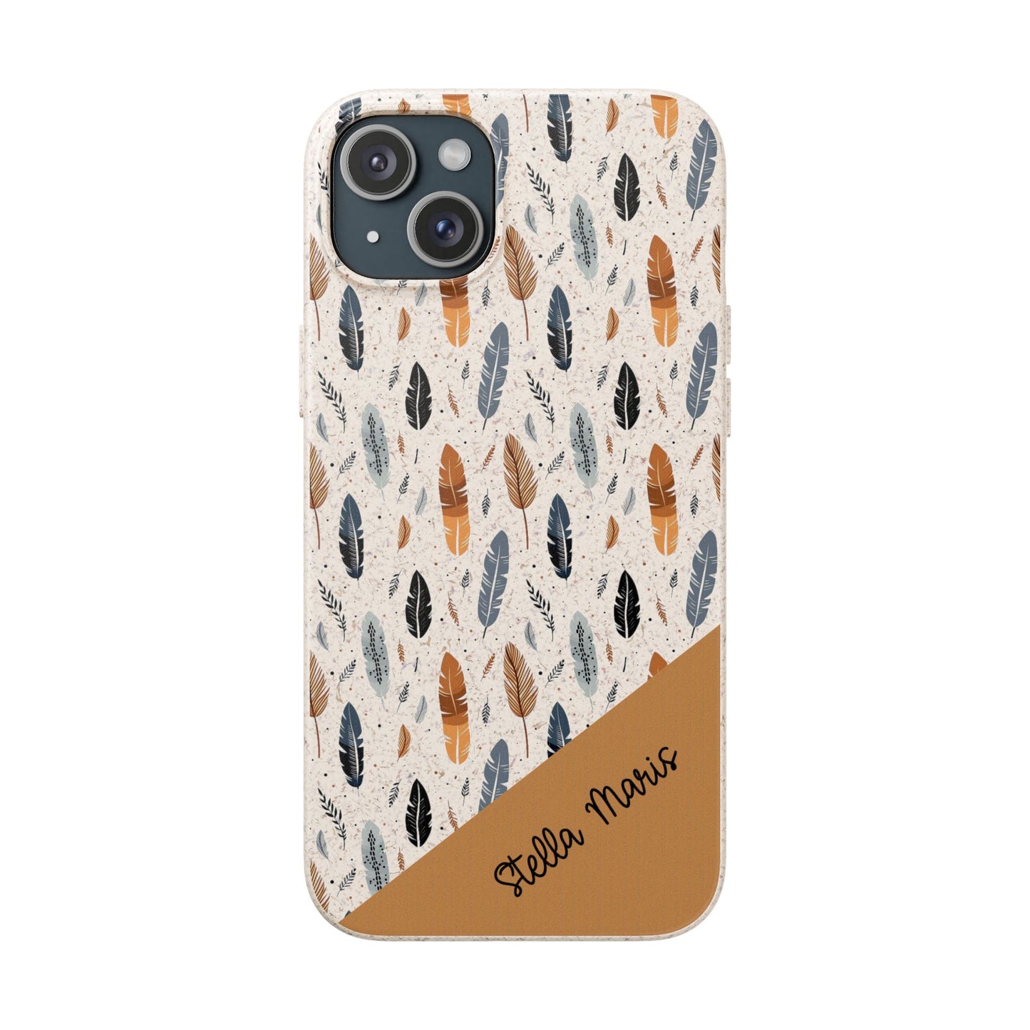 Personalized Whispering Feathers Samsung and iPhone Biodegradable Case, Custom Name Case.