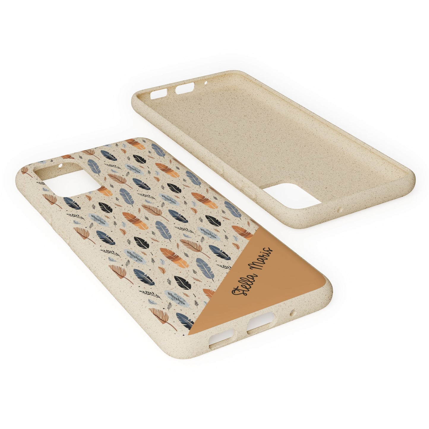 Personalized Whispering Feathers Samsung and iPhone Biodegradable Case, Custom Name Case.