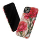 Stained Glass Effect Carnation Floral Tough Phone Case – Pink Vintage Botanical Protective Cover