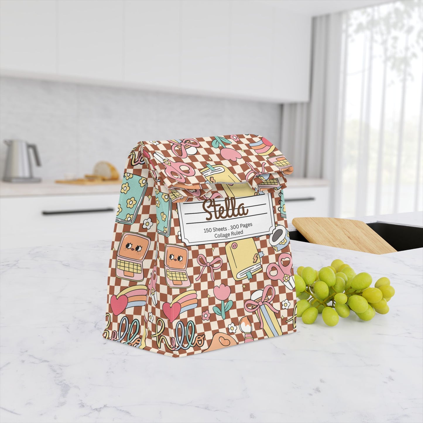 Custom Brown Doodle Daydream Composition Book Inspired Stylish Polyester Lunch Box for Kids - Perfect for School, Picnics, or Snacks | Personalized ABC Design, Back to School, Family [...]