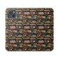 Book Stack Floral Flip iPhone and Samsung Phone Case — Vintage Library Wallet Cover.