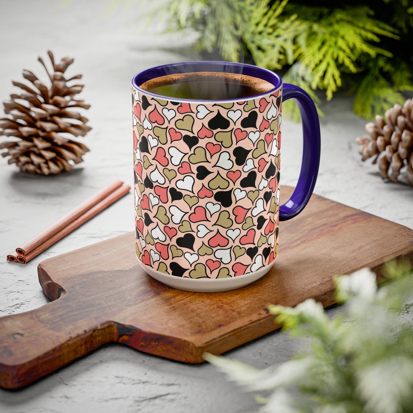 Heart Patterned Coffee Mug - Colorful Love Design, Perfect for Gifts & Celebrations