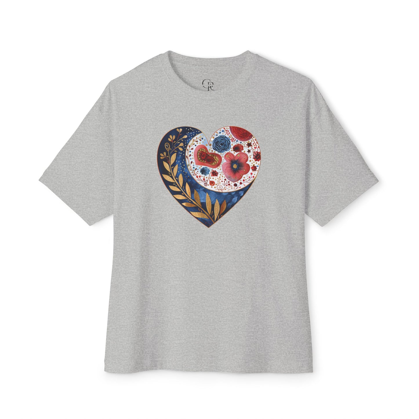 Floral Hearts Unisex Oversized Bella Canvas Boxy Tee