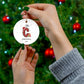 Personalized Initial Candy Cane ''C'' Ceramic Ornament- 4 Shapes