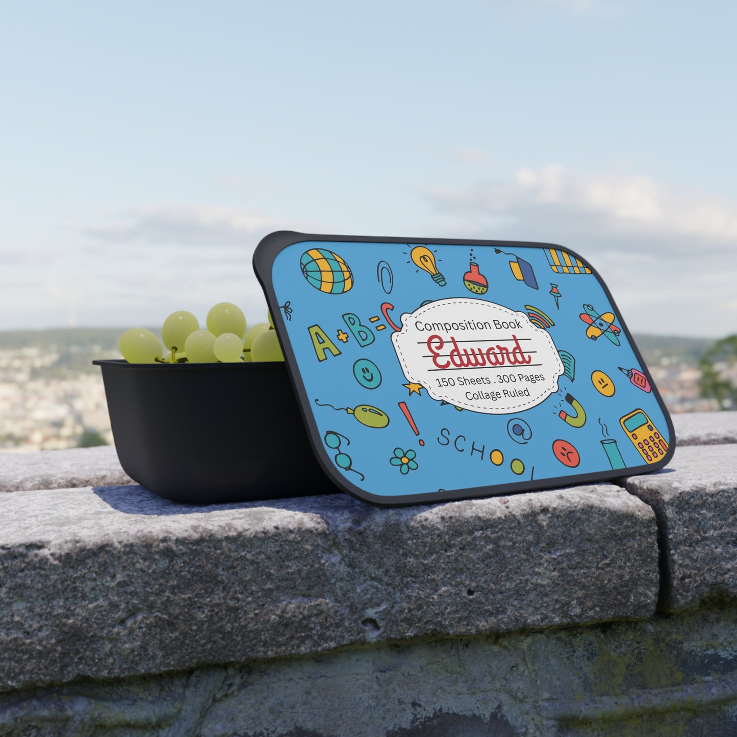 Personalized Classroom Couture Composition Book Inspired Bento Box, Fun Lunch Container, School Lunch, Meal Prep, Kids' Utensils, Back to School, Child's Lunchbox