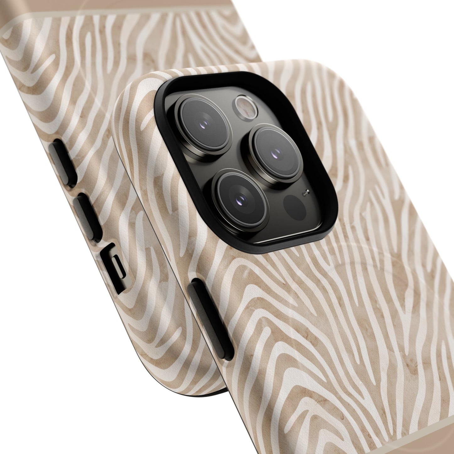 Personalized Zebra Animal Print Cover, Tough Magnetic MagSafe® iPhone® 13, 14, 15, 16, 17, Pro, Pro Max, Plus Cases (Custom Name).