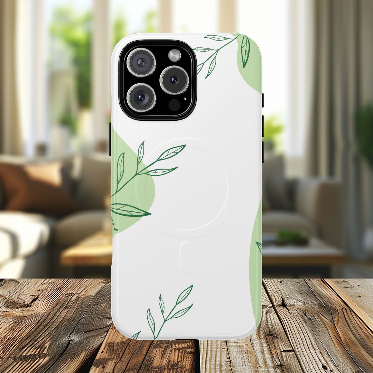 Stylish Tough iPhone Magnetic Cases with Leaf Design, iPhone Protection Cases, Greenery iPhone Covers, Eco-Friendly iPhone Accessories, Gift for Her.