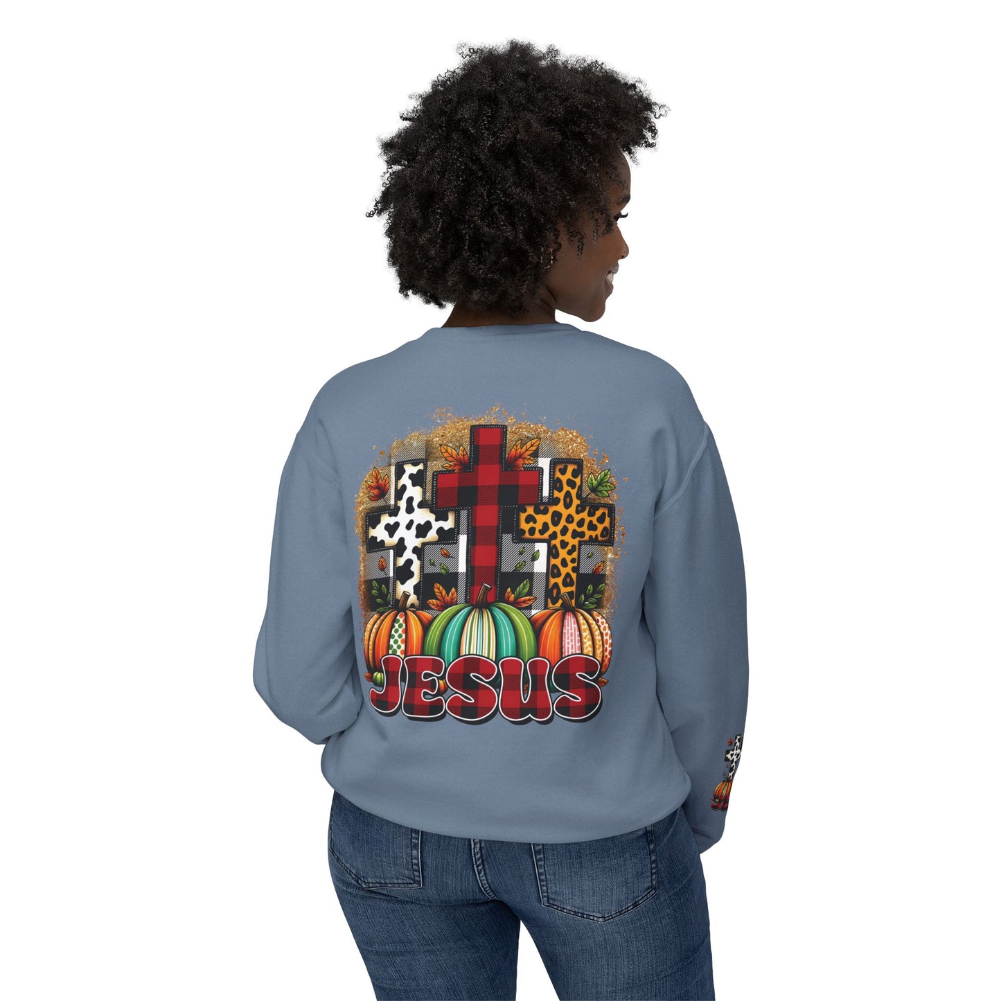 Faithful Harvest Cross Unisex Lightweight Crewneck Sweatshirt