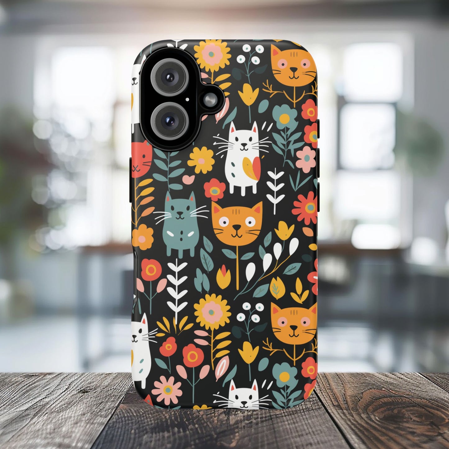 Whimsical Feline Garden iPhone, Samsung or Google Pixel Tough Cases