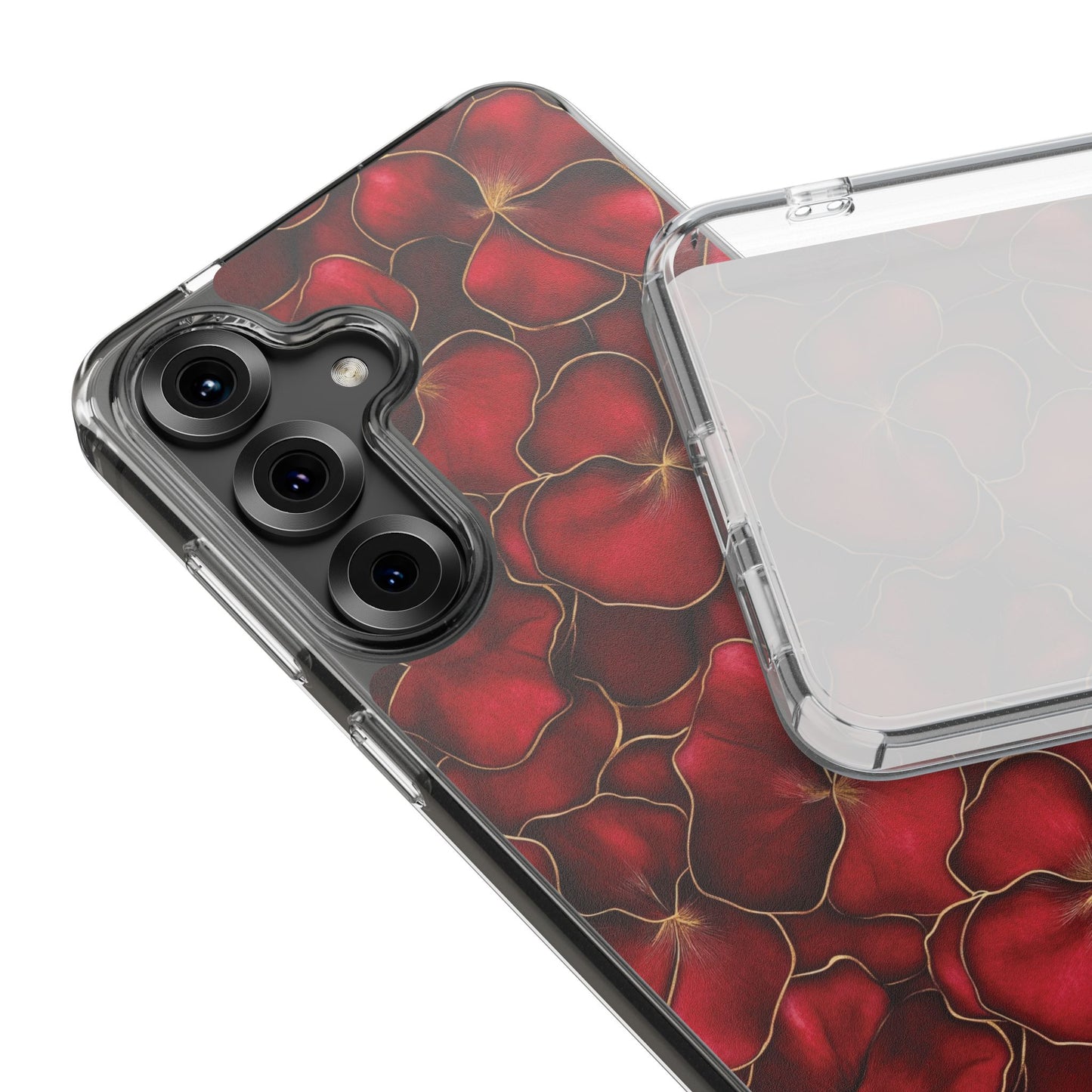 Velvet Petal Noir Floral Petal Clear Impact-Resistant iPhone and Samsung Case.