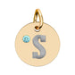 Engraved Birthstone Circle Charm — Personalized Initial Pendant.