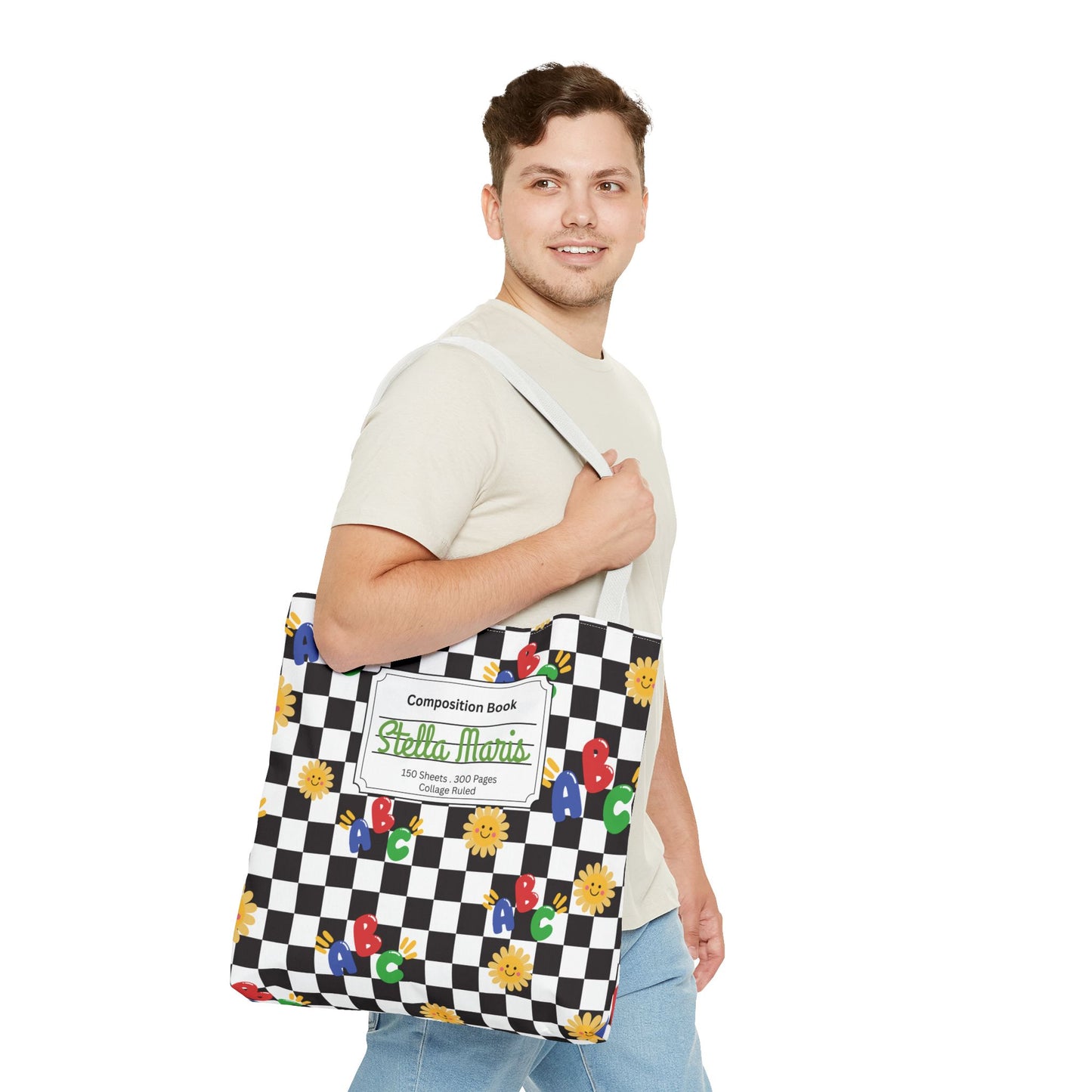 Personalized Schoolyard Chic Composition Book Inspired Tote Bag, Back to School Tote, Teacher Gift, Kids Bag, Custom Name Bag, Educational Accessories, Back to School Tote Bag.