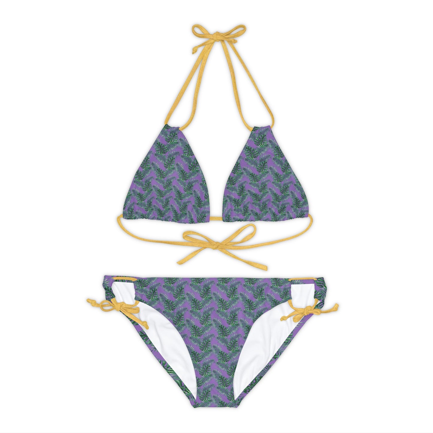 Purple Tropical Bliss Strappy Bikini Set (AOP)- (PY)