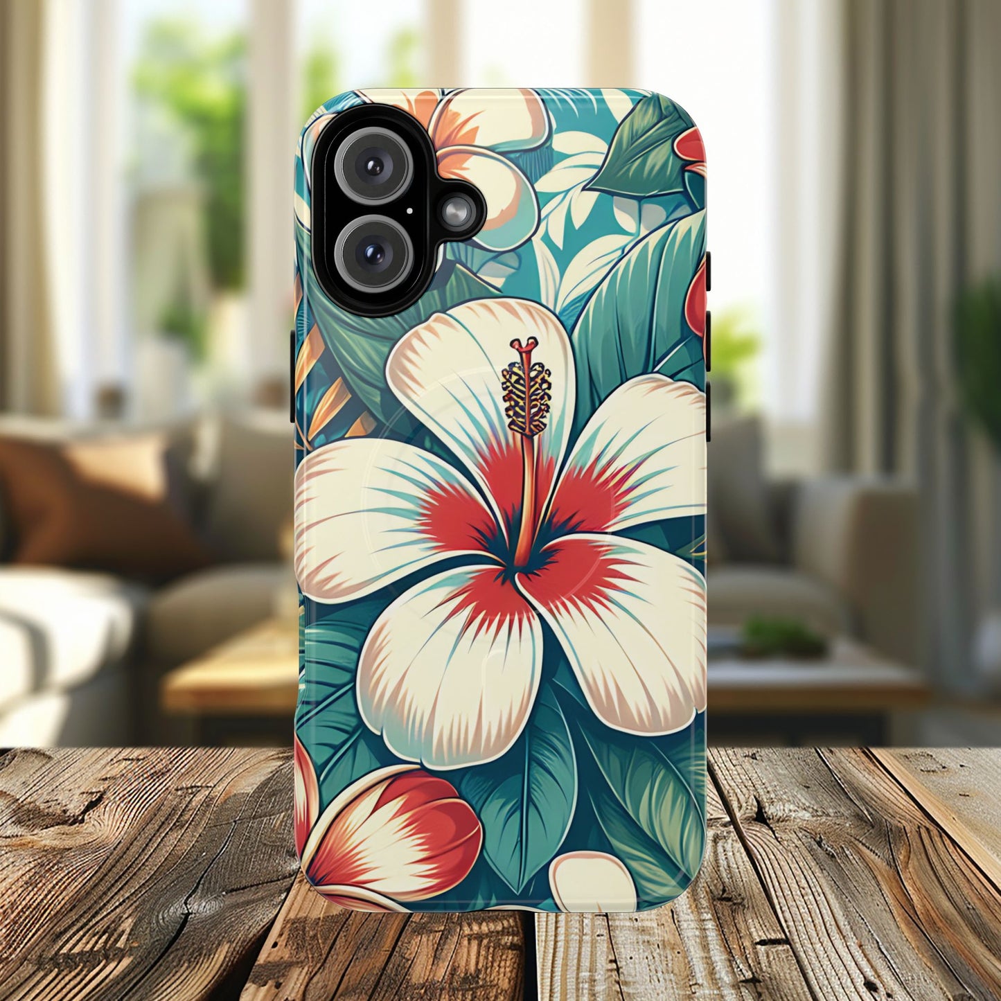 Tropical Hibiscus MagSafe® iPhone® Tough Case - Stylish Phone Protection Gift for Nature Lovers, Vibrant, Summer Vibes.