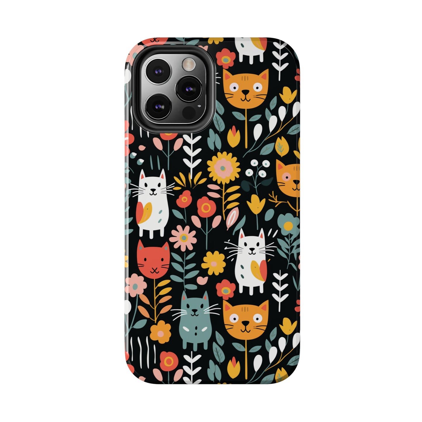 Whimsical Feline Garden iPhone and Samsung Tough Phone Cases