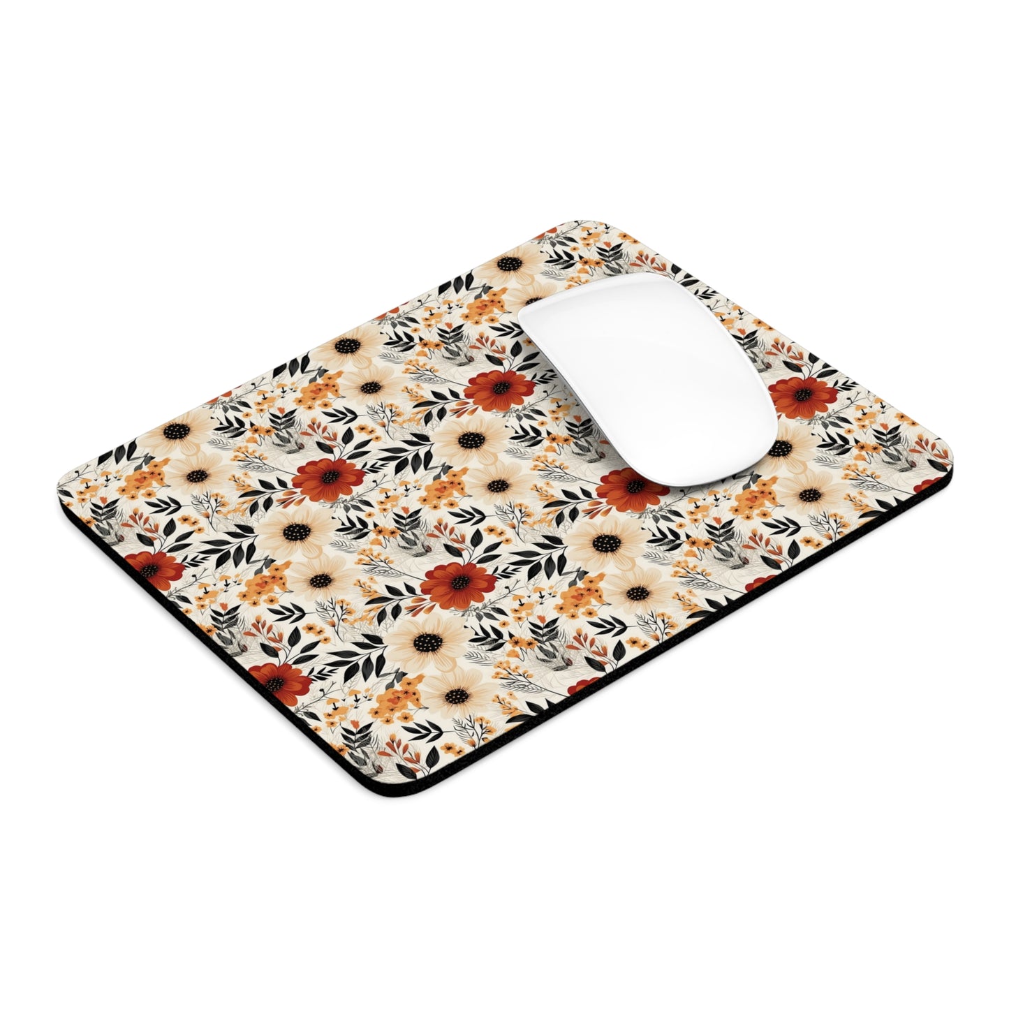 Boho Chic Floral Mouse Pad, Home Office Decor, Gift for Her, Blooming Design, Computer Accessories, Desk Accessories, Office Gift