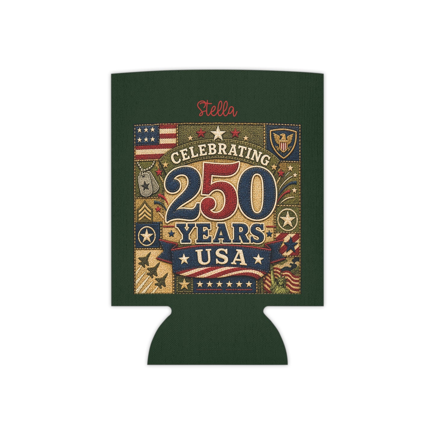 Personalized Can Cooler - "Celebrating 250 Years USA" Patriotic Can Koozie