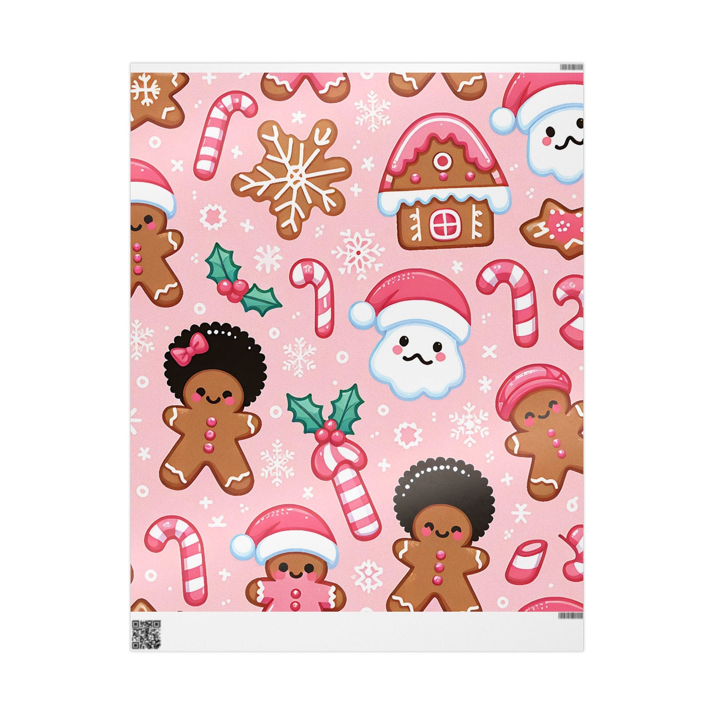 Wrapping Papers - Pink Ginger Bread Holiday Collection - Matte or Glossy Finish - 90gsm Paper