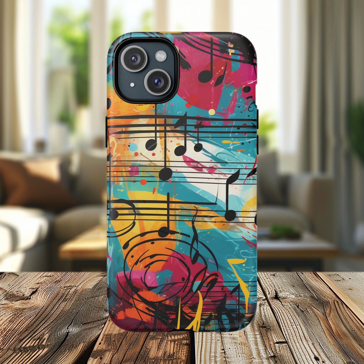 Vibrant Music Note Phone Case, Tough Magnetic Case, Music Lover Gift, Colorful Phone Accessory, Customizable Phone Cover, Unique Gift Idea