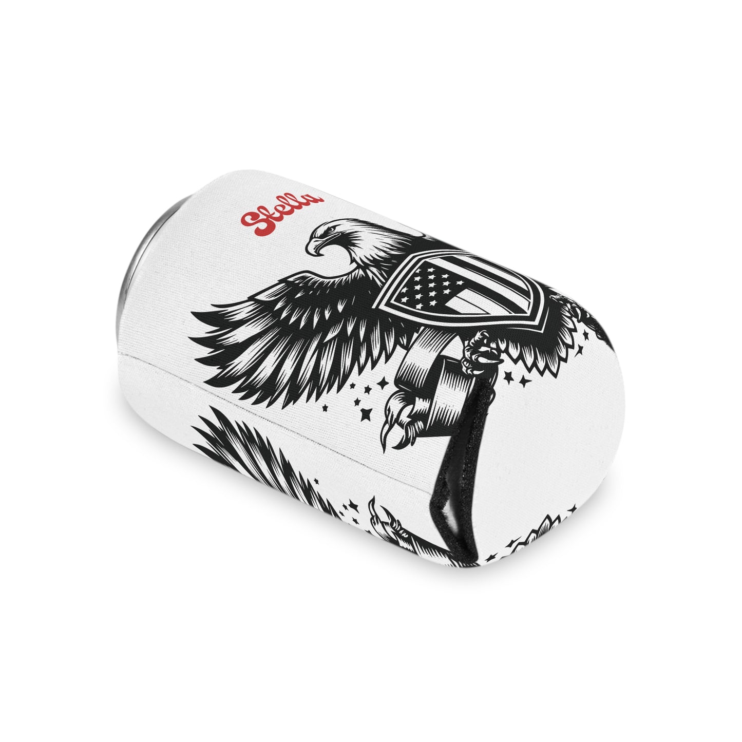 Personalized Patriotic Eagle with Shield Design Can Cooler — (Custom Name)