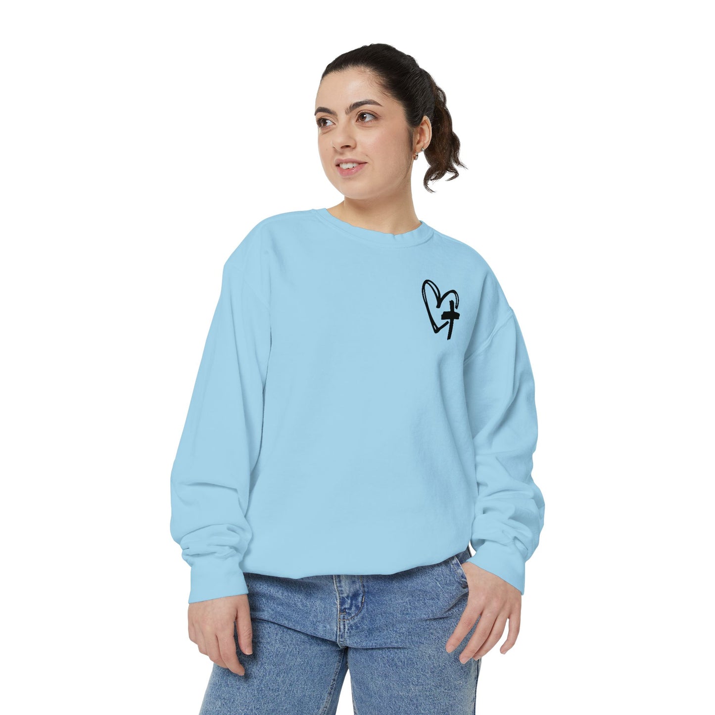 Faith and Floral Cross Unisex Garment-Dyed Sweatshirt