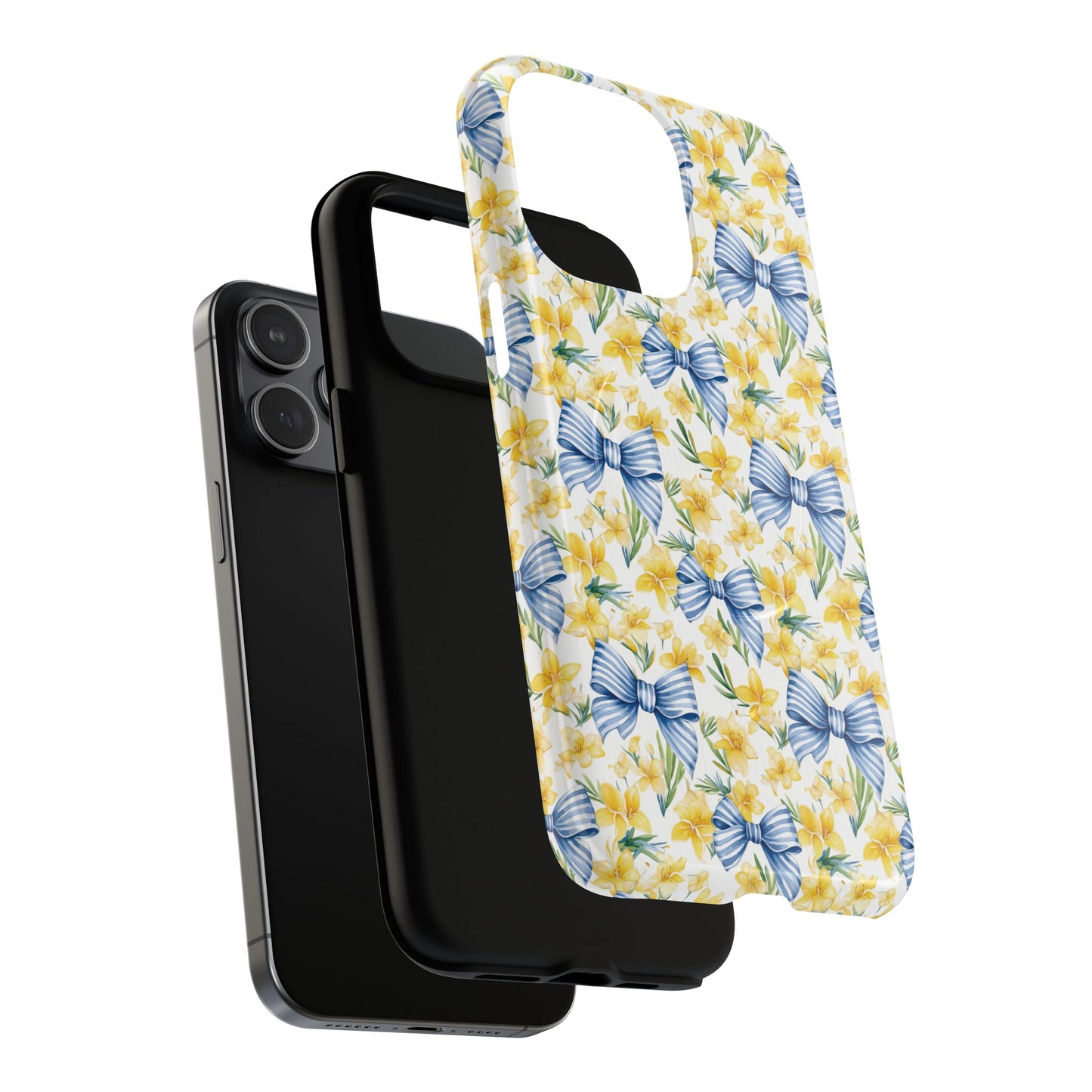 Sunshine Blue Coquette Bows Tough iPhone Magnetic Case for iPhones, Cute iPhone Cover, Spring Gift, Durable Case, Custom iPhone Protection