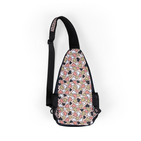 Colorful Heart Pattern Chest Bag - Perfect for Casual Outings & Festivals.
