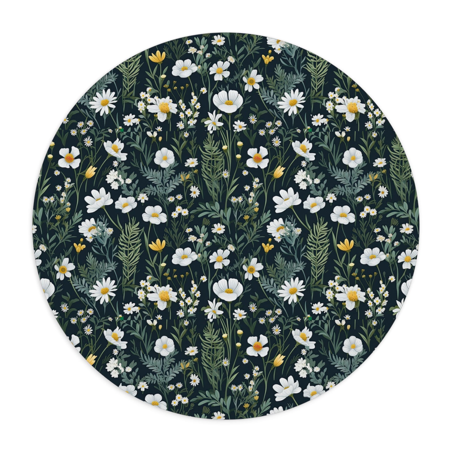Daisy Delight Botanical Floral Mouse Pad - Beautiful Greenery Design for Home or Office.