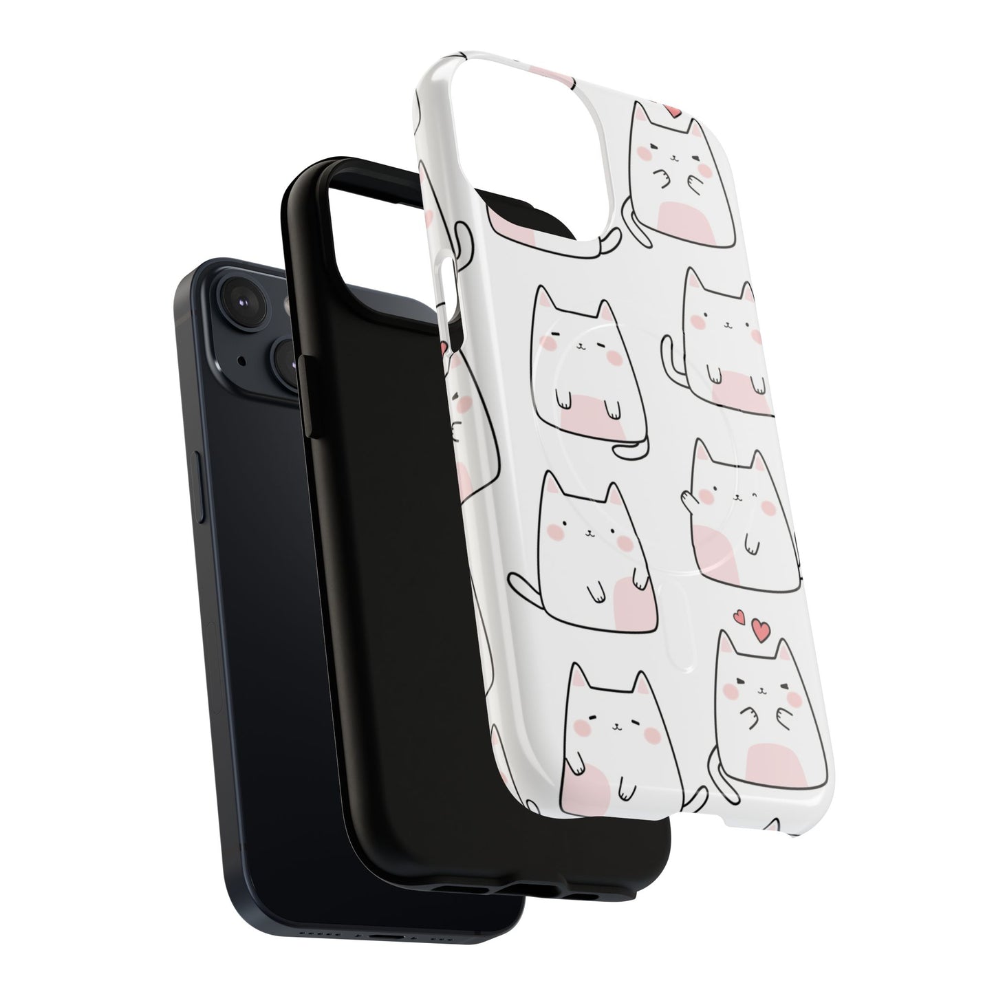 Cute Kawaii Cat Tough Magnetic iPhone Case, Cute Cat Lover Gift, Kawaii iPhone Cover, Tough iPhone Case, Unique Pet Themed Accessory,
