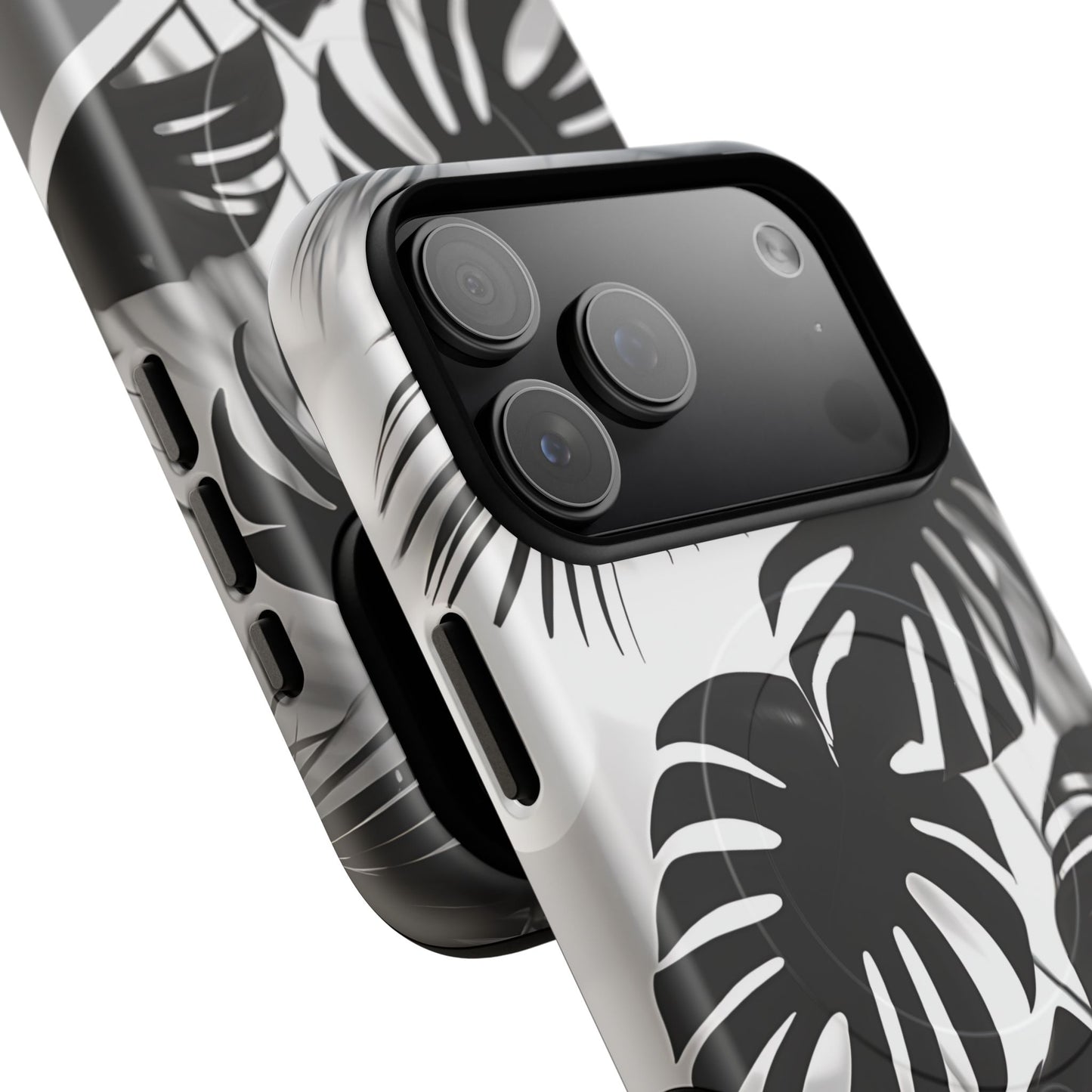 Personalized Monochrome Monstera Tropical Phone Case - Tough Magnetic MagSafe® Cases, Gifts for Nature Lovers, Stylish Phone Accessories, Gifts for Her.