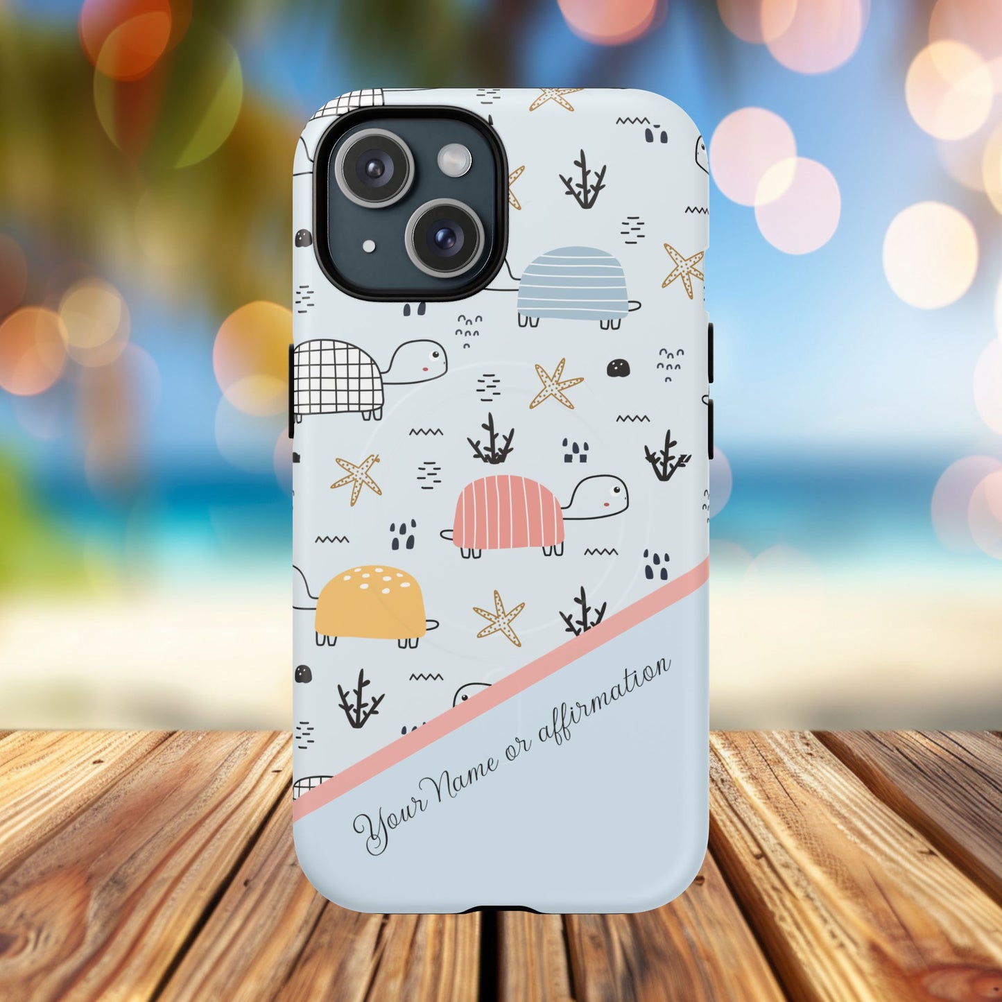 Personalized Cute Turtle Tough Magnetic MagSafe® Cell Cover, Ocean Theme Case, Sea Life Gift for Beach Lovers, iPhone® 13, 14, iPhone 15, iPhone 16, iPhone 17, Pro, Pro Max, Plus Cases.