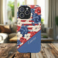 Personalized Stars, Stripes & Petals Tough Magnetic MagSafe Case, Patriotic Cover, Floral Design, Durable Protection, Gift for Her, Summer Vibes