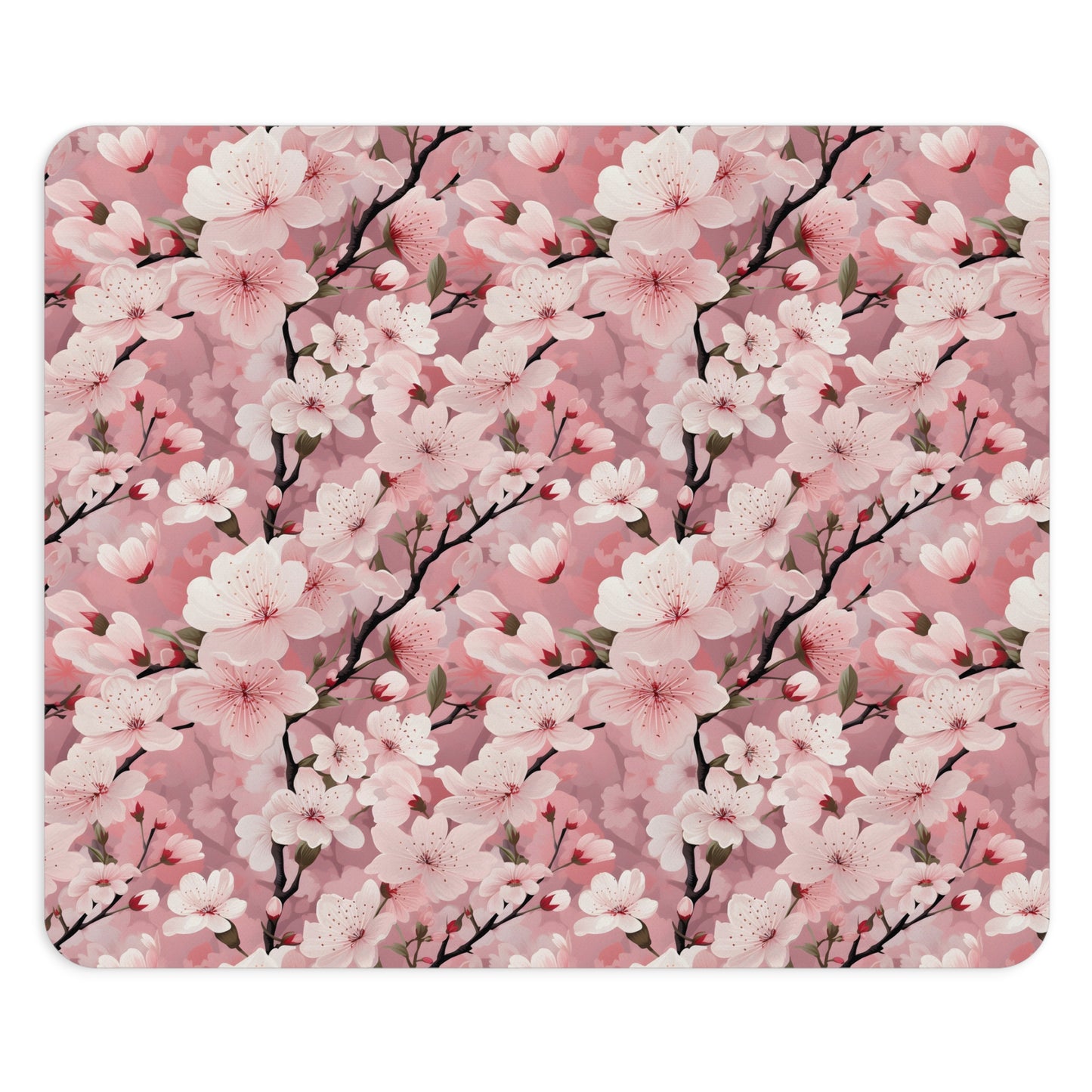 Cherry Blossom Floral Mouse Pad - Elegant Desk Accessory for Home & Office
