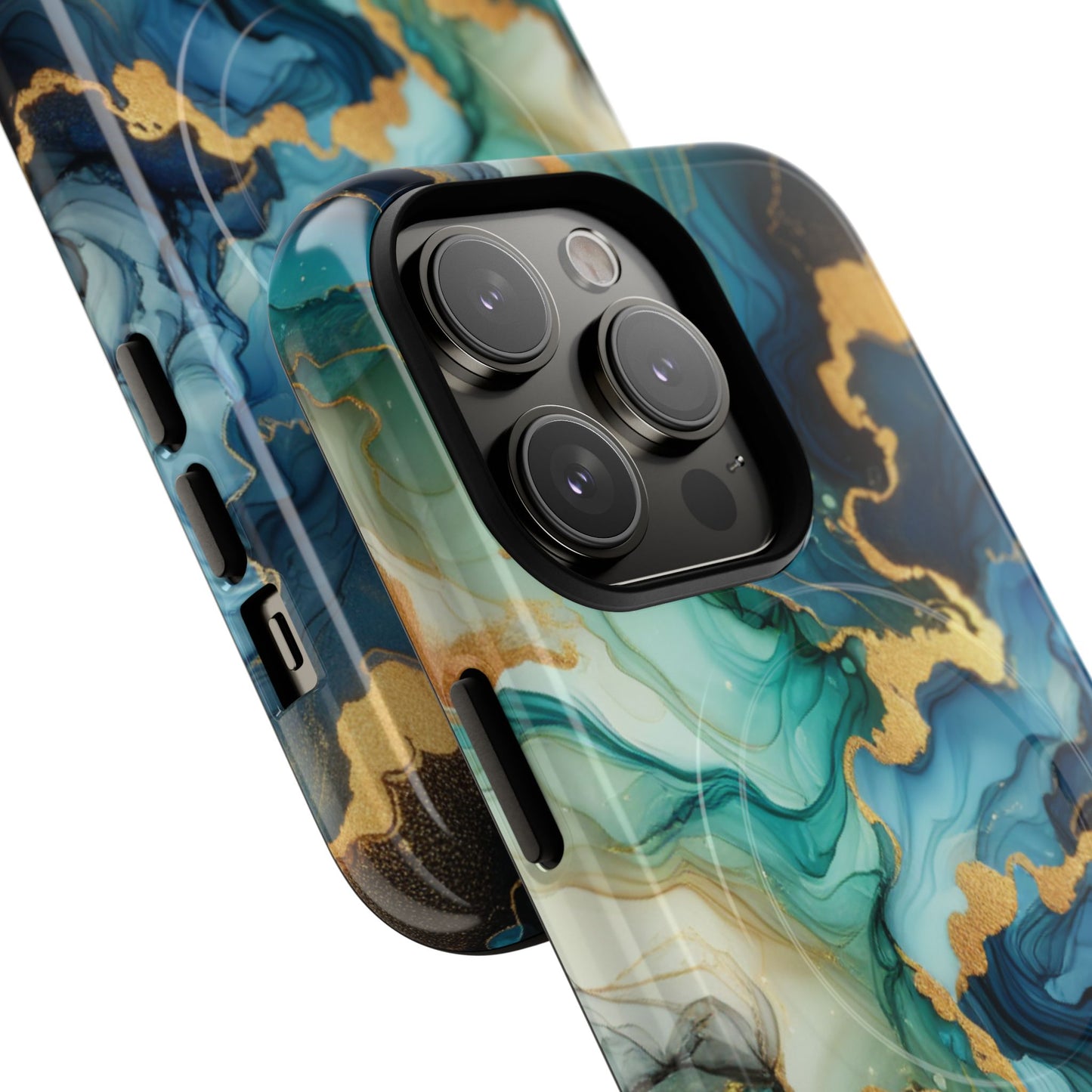 Ocean Quartz Luxe Marble Pattern Tough Magnetic iPhone Case, Phone Accessories, Luxury Gift, Durable iPhone Cover, Unique Design for iPhone Users.