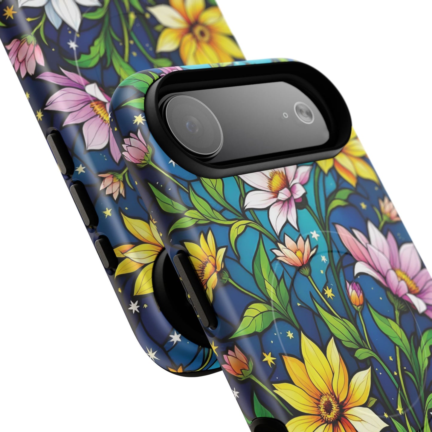 Flower Garden Stained Glass Phone Case, Tough Magnetic Cases, Floral Phone Cover, Durable Phone Accessories, Spring Gift, Birthday Present