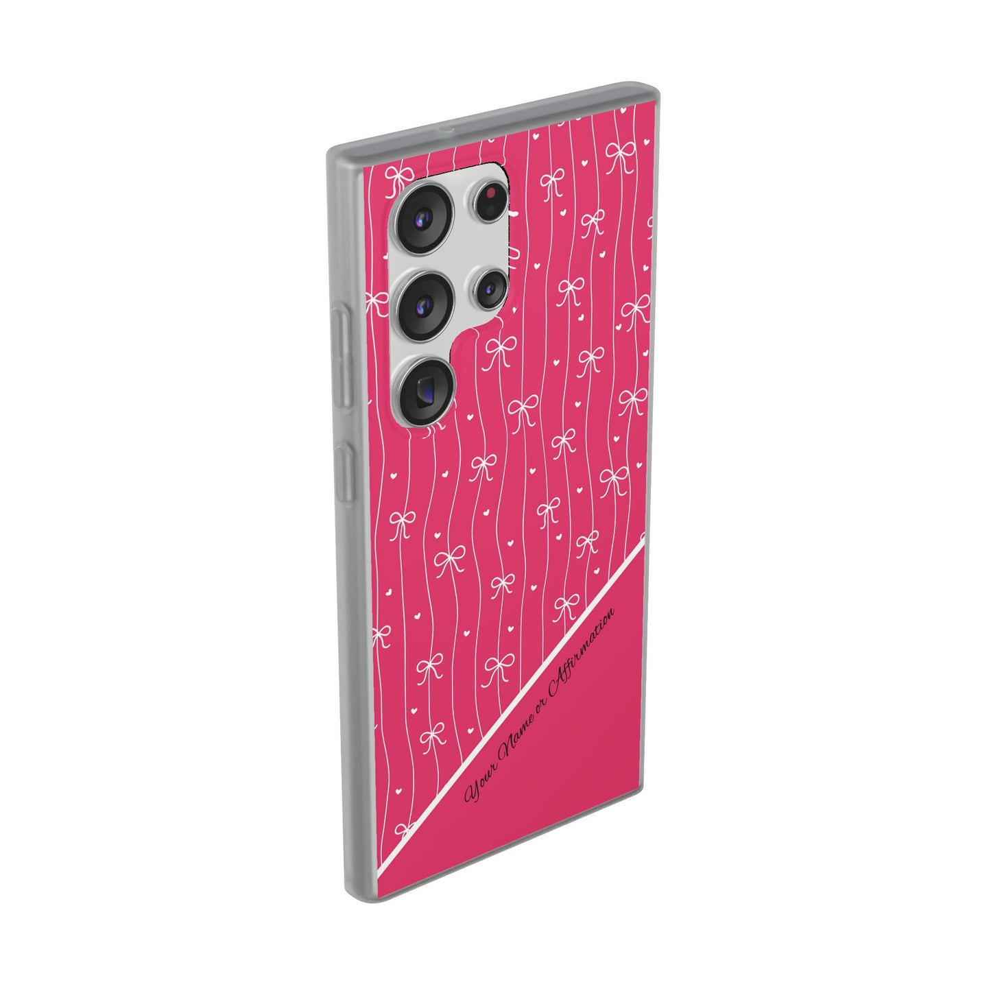 Personalized Pink Bow Coquette Slim Flexi iPhone and Samsung Cases — Custom Name or Affirmation