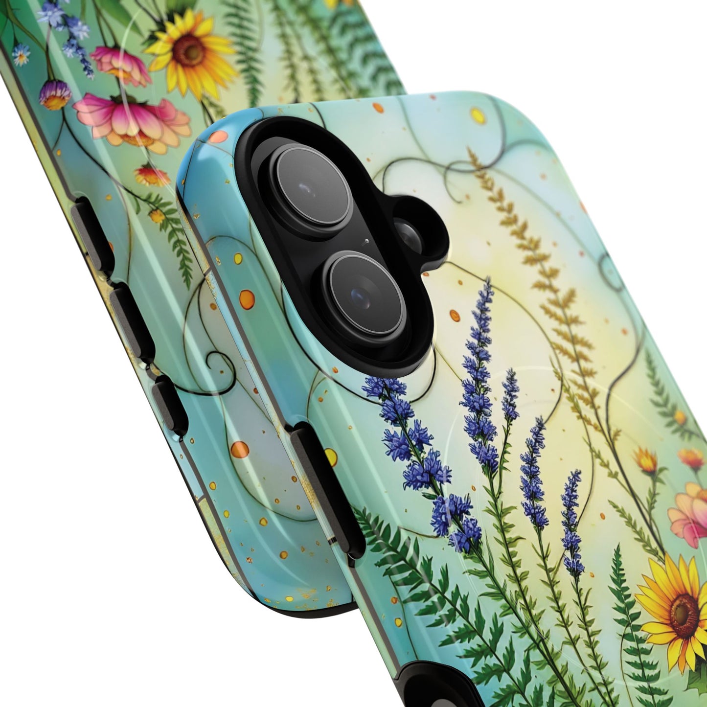 Floral Stained Harmony Glass Tough Magnetic Phone Case | Nature Inspired Design | Durable Protection | Gift for Nature Lovers | Spring Vibe
