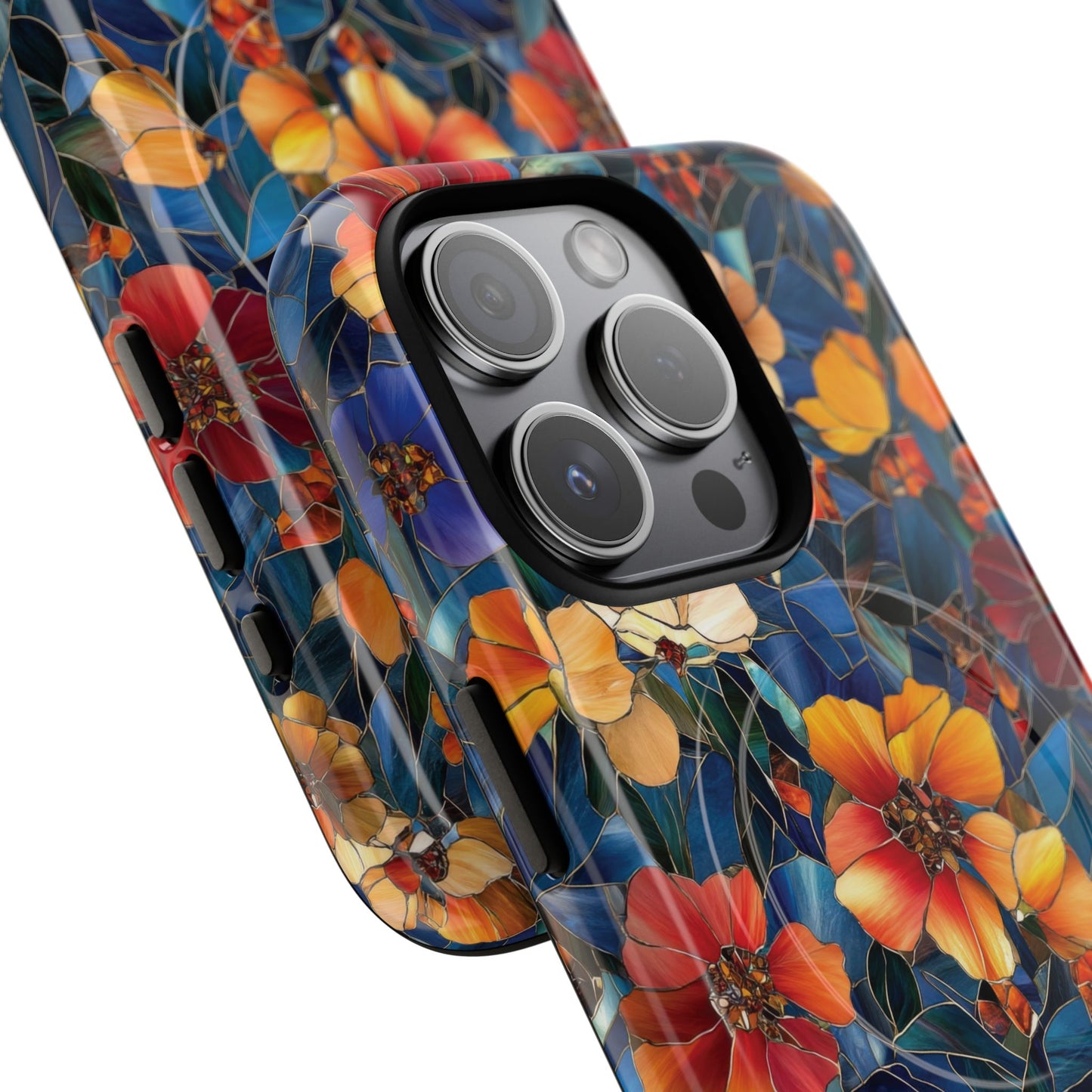 Cathedral Petals Tough Magnetic iPhone Case, Durable, Stylish, Unique Floral Design, Gifts for Her, Birthday, Everyday Use, Stained Glass iPhone Case.