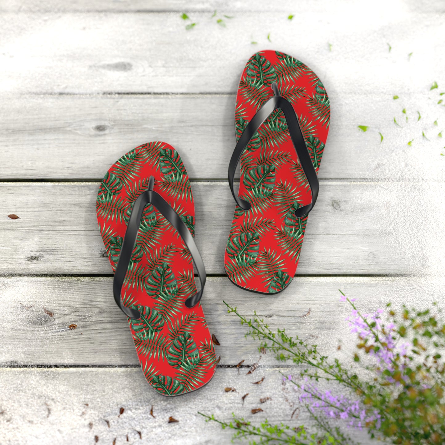 Red Tropical Bliss Flip Flops