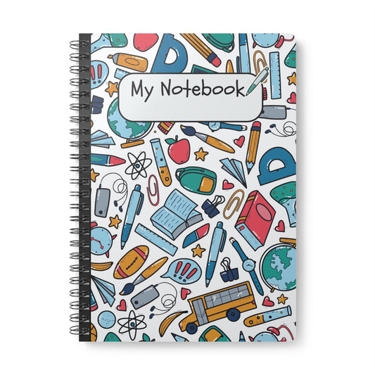 Black School Doodles Softcover Notebook, A5 (PY)