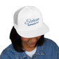Navy 'ELOHIM, GENESIS 1:1'  Embroidered 5 Panel Trucker Cap | Casual Style Hat, Adjustable, Unisex, Perfect Gift for Outdoors, Festivals, Daily Wear