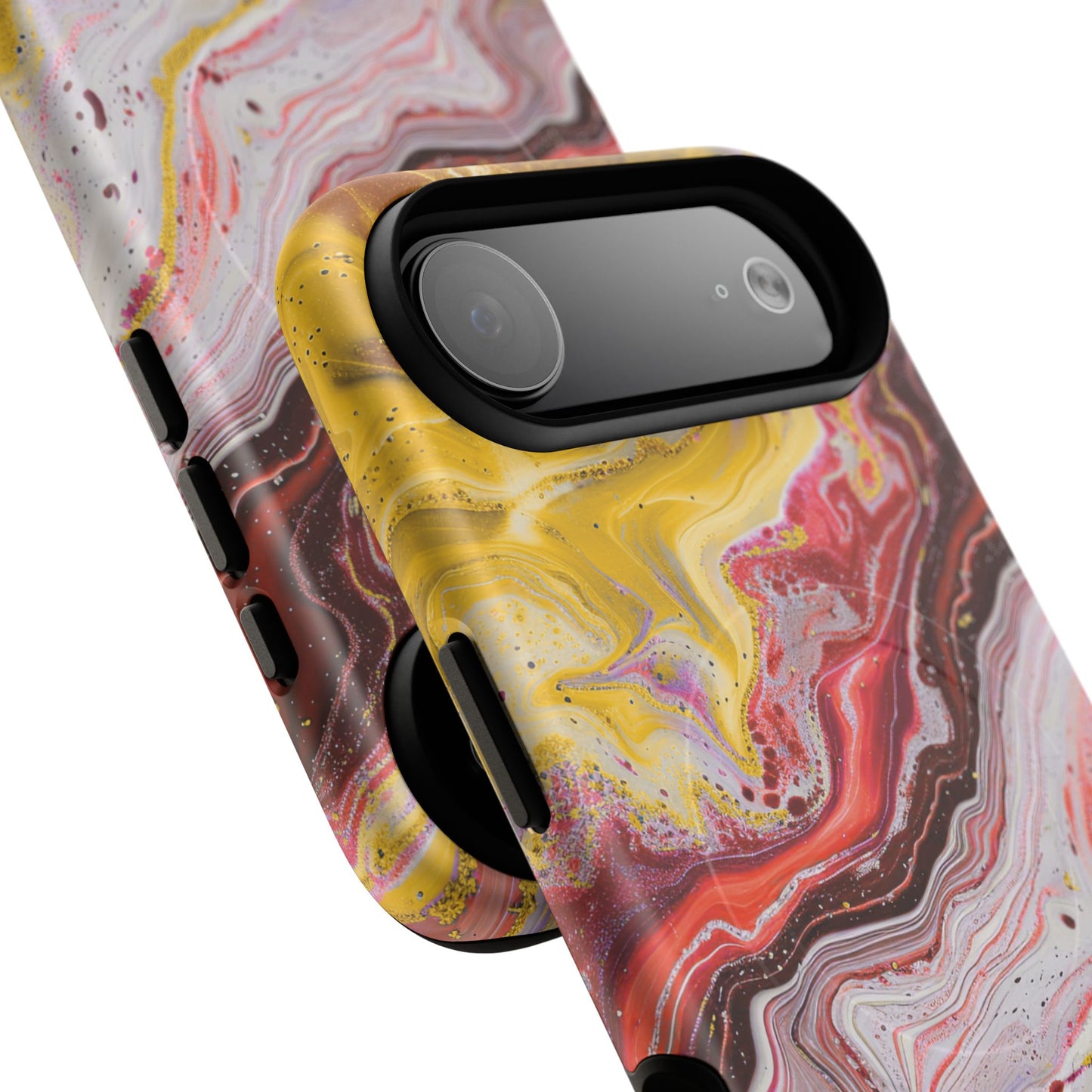Colorful Red Marble iPhone Case, Tough Magnetic Cases, Stylish iPhone Protection, Unique Gift for iPhone Lovers, iPhone Accessories