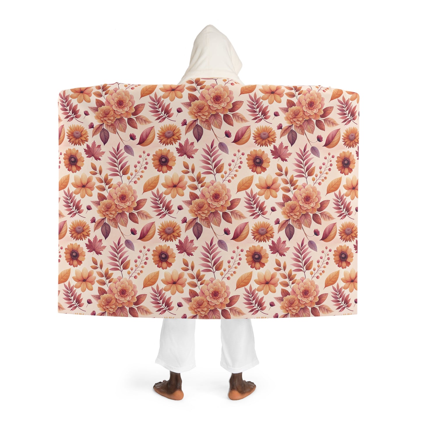 Autumn Blossom Hooded Sherpa Fleece Blanket