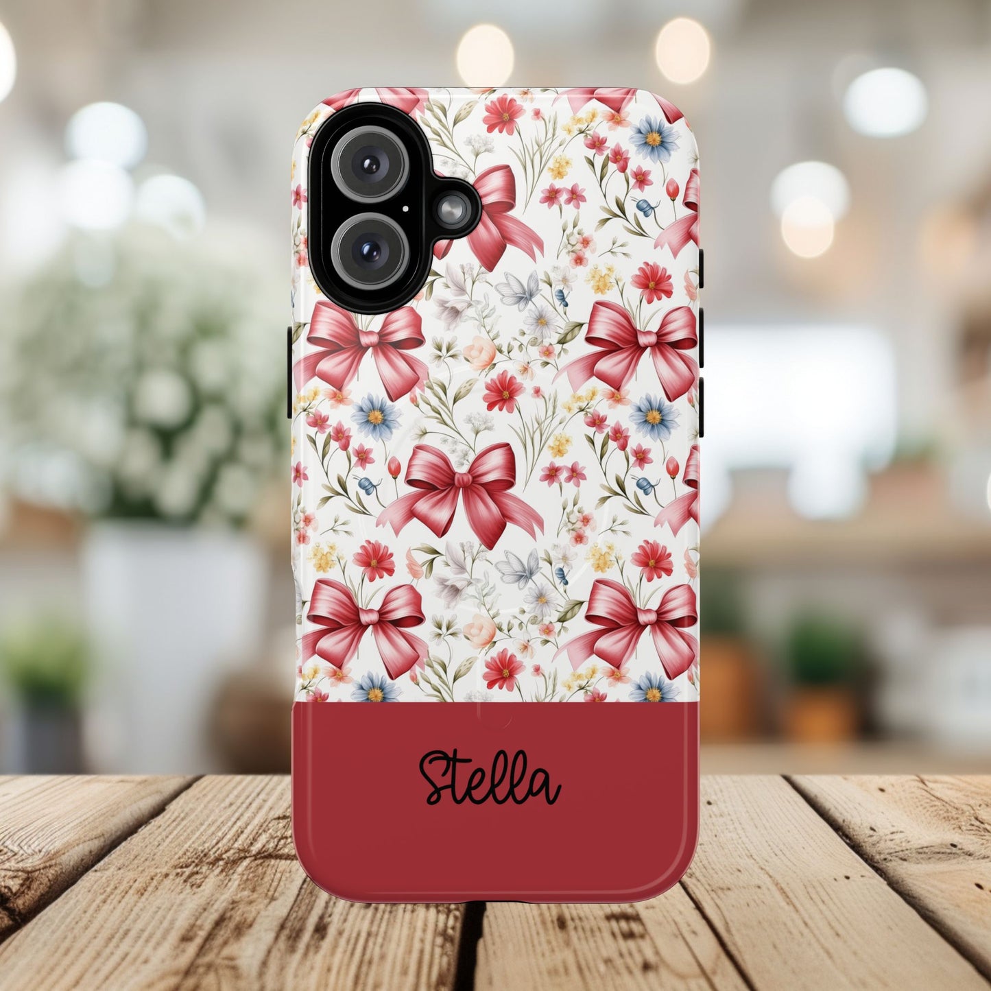 Personalized Rosette Coquette Floral Phone Case - Tough MagSafe® Magnetic Cases, Protective Cover, Stylish Tech Accessory, Gifts for Her