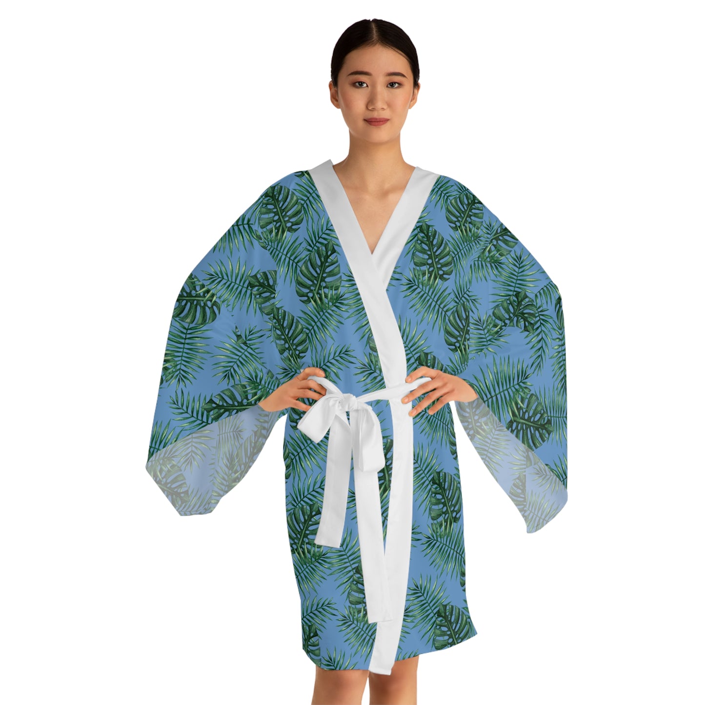 Blue Tropical Bliss Serenity Kimono Robe (AOP)