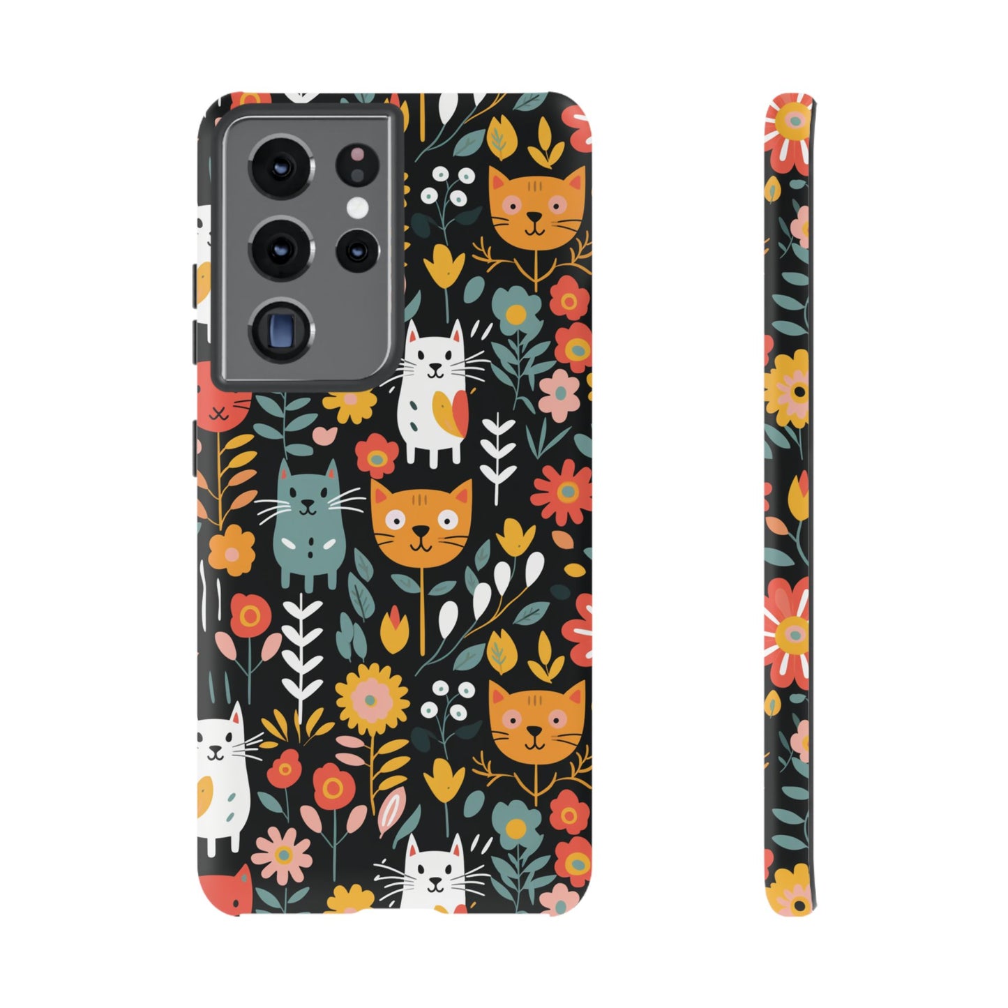Whimsical Feline Garden iPhone, Samsung or Google Pixel Tough Cases