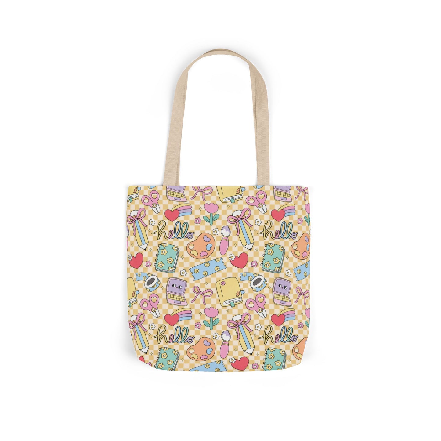 Personalized Doodle Daydream Composition Book Inspired Canvas Tote Bag with Colorful Straps, Cute School Bag, Eco-Friendly Tote, Back to School Shopping Bag, Teacher Gift Idea