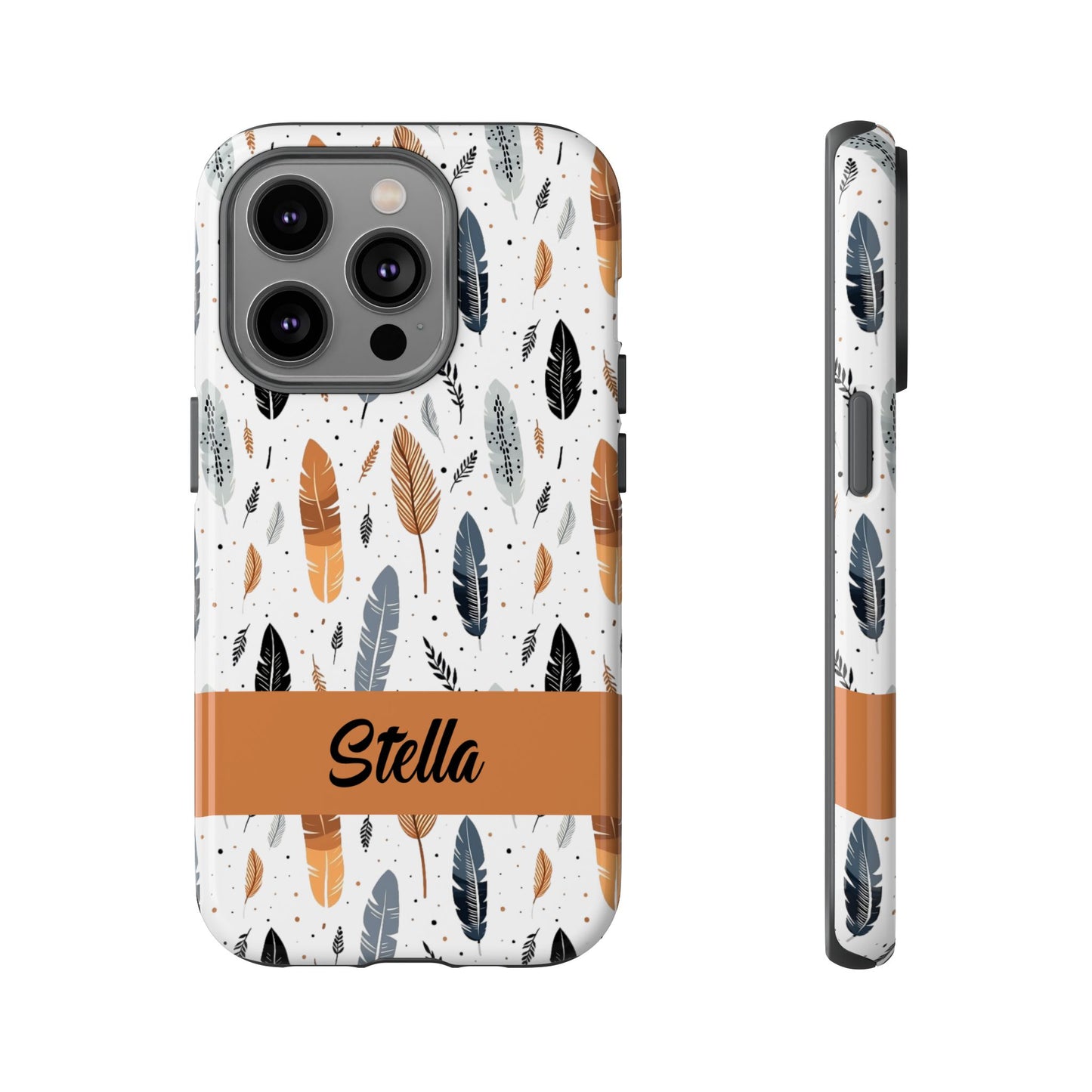 Personalized Whispering Feathers Samsung, Google Pixel and iPhone Case, Custom Name Case.