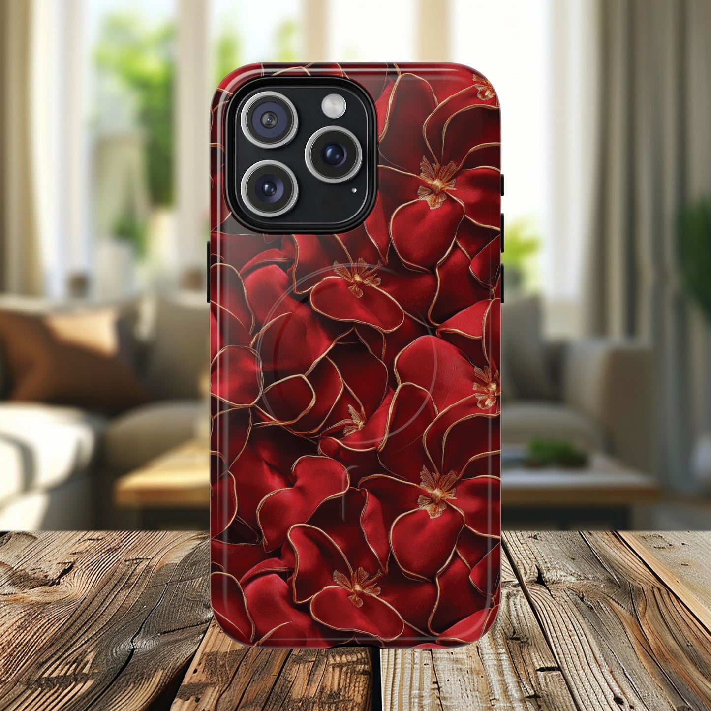 Crimson Bloom Tough iPhone Magnetic Case, Protective iPhone Case, Stylish iPhone Cover, Gift for Her, Mother's and Birthday Gifts, Unique Floral Accessories