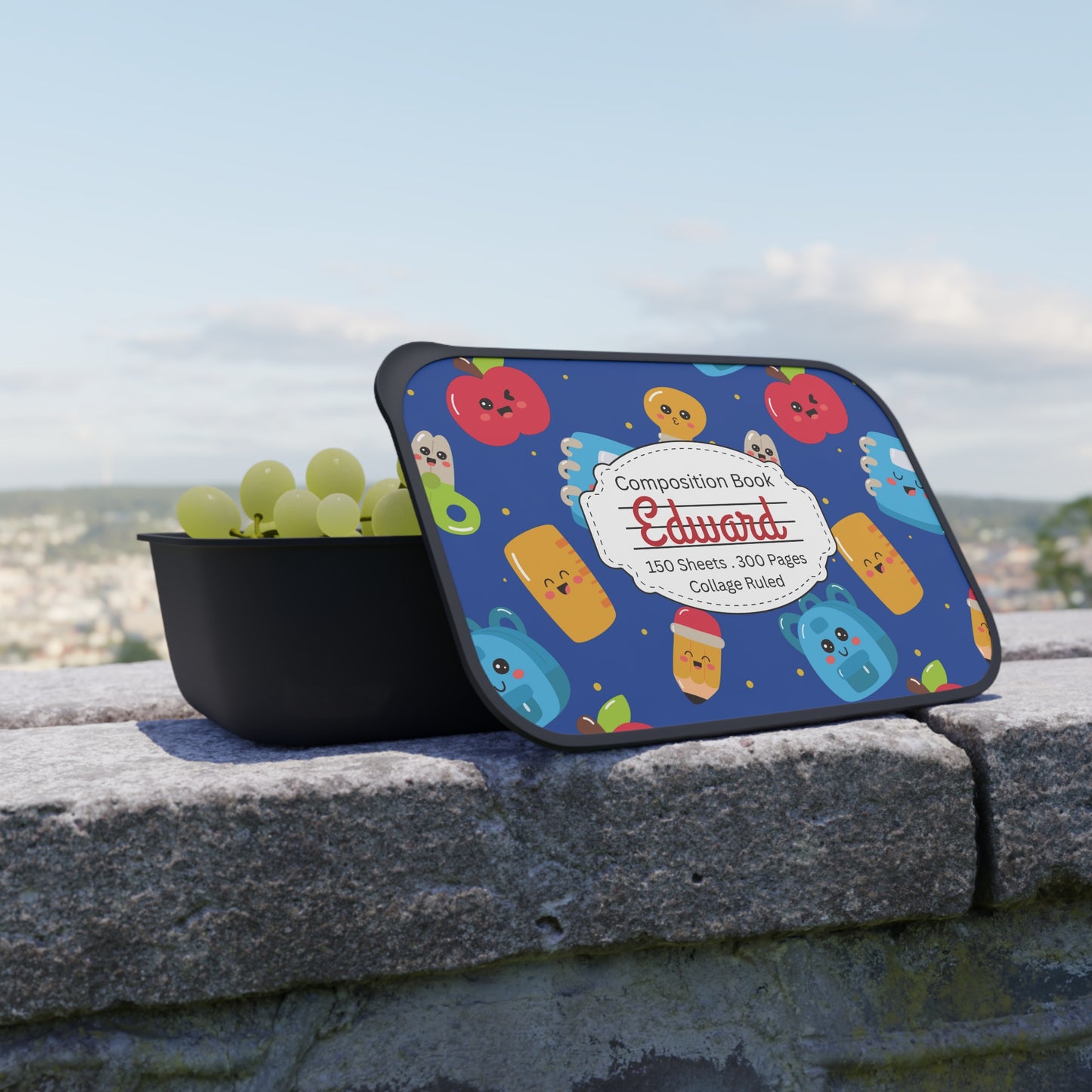 Personalized Kawaii Composition Book Composition Book Inspired Bento Box, Fun Lunch Container, School Lunch, Meal Prep, Kids' Utensils, Back to School, Child's Lunchbox